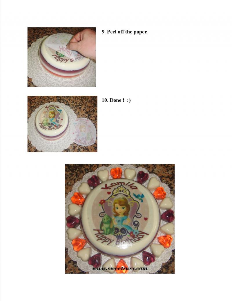 How to transfer an edible print to a gelatin surface.